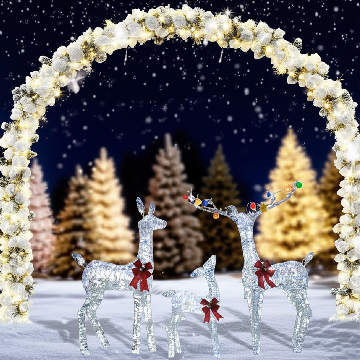 Premium LED Reindeer Family Outdoor Deer Holiday Yard Motif Lights 68.5 × 41 × 28.5 cm