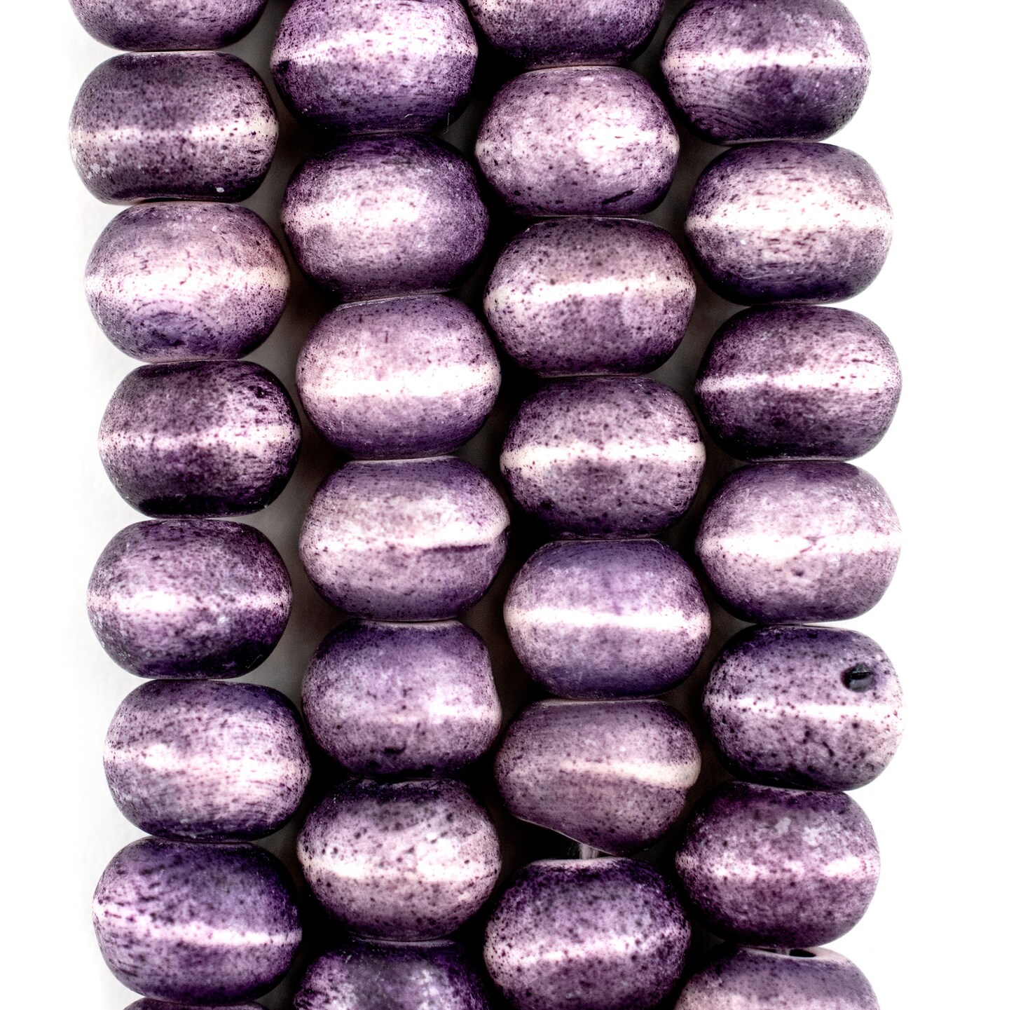 The Bead Chest Purple Bone Mala Prayer Beads (12mm)