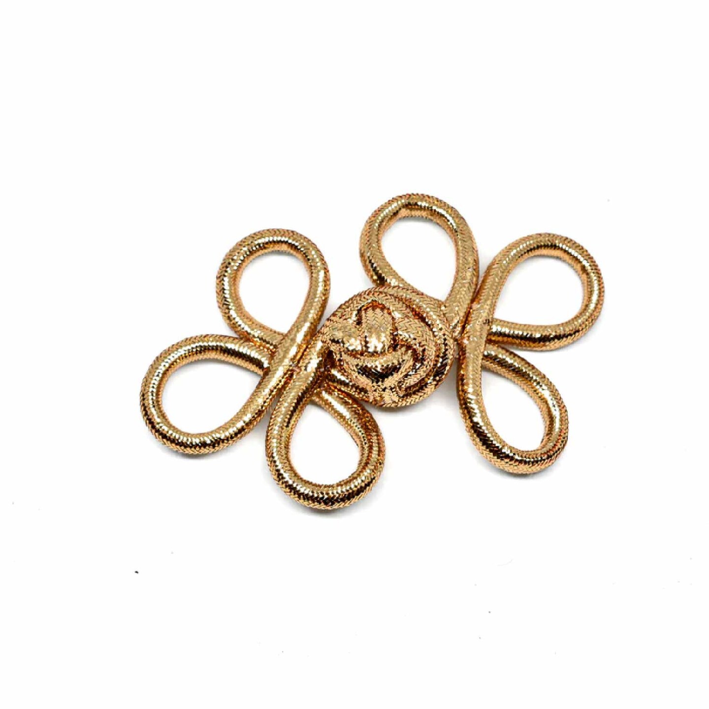 Flower Loop Button Metallic Gold For Clothing Bags DIY Crafts 4 Inch X 2 Inch