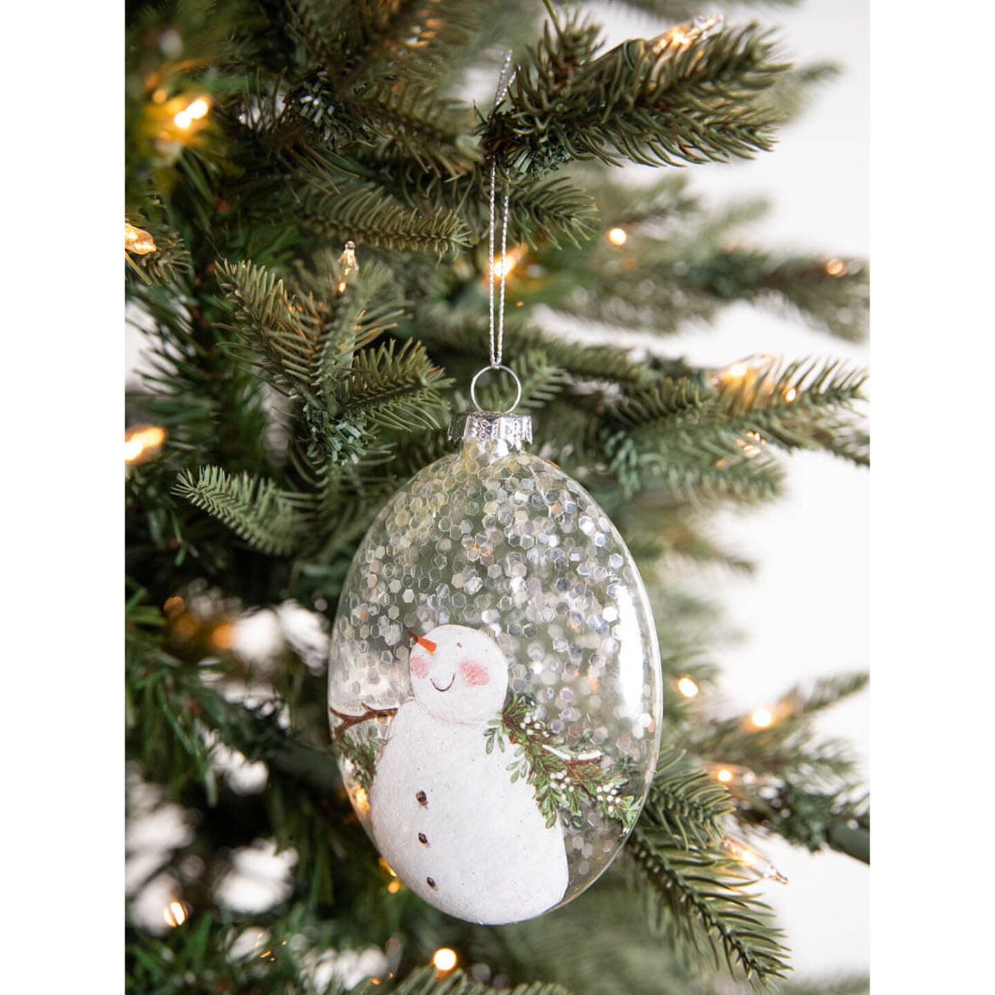 5&#x201D; Snowman Family Glass Ornament Hand-Painted Holiday Tree Decoration