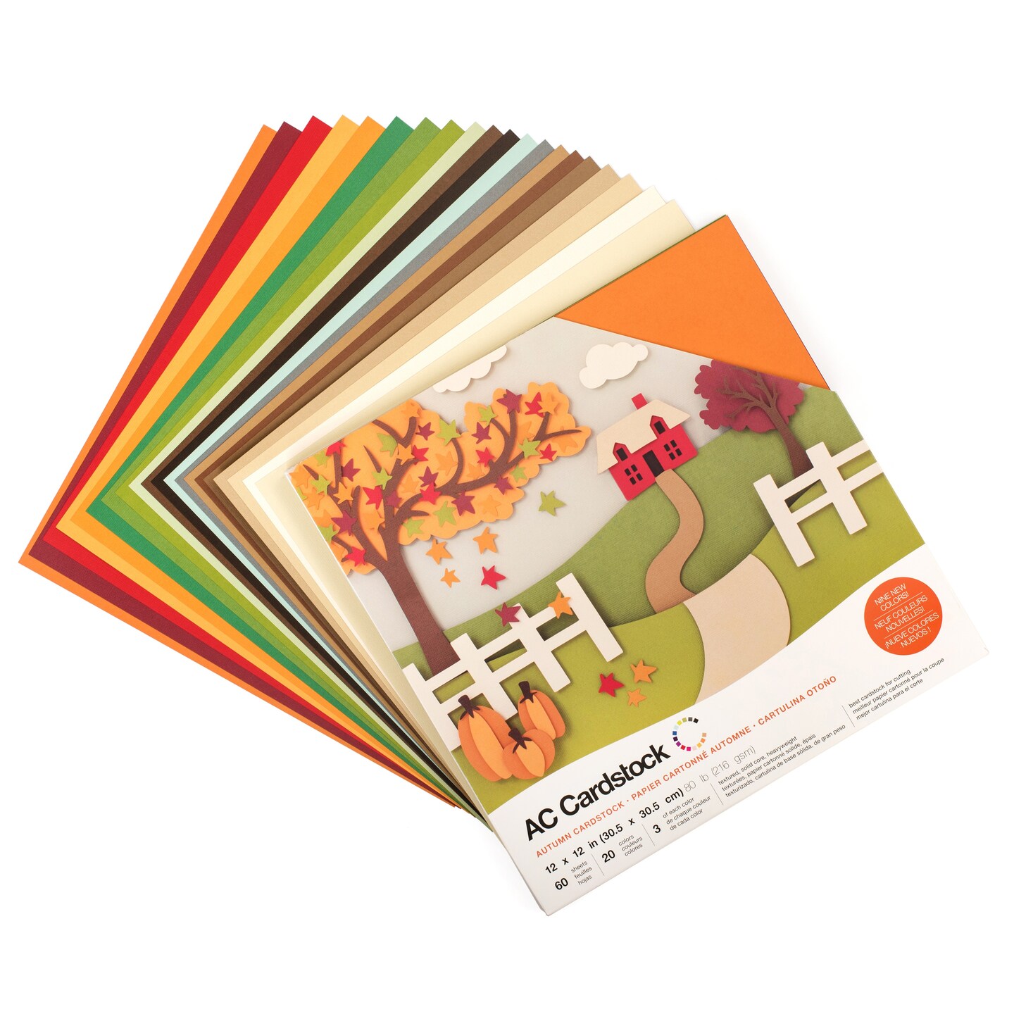 American Crafts Textured Cardstock Pack 12"X12" 60/Pkg-Autumn
