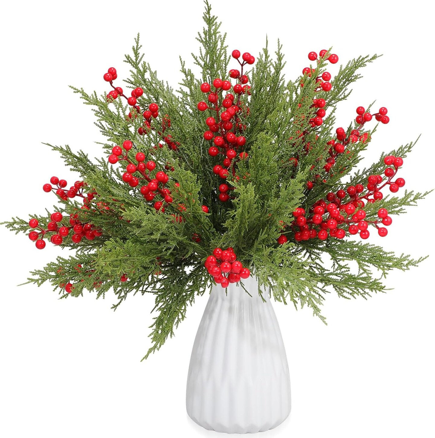 60 Pcs Artificial Christmas Flowers Christmas Artificial (Cypress) 13.77"D x 5.9"W x 3.93"H