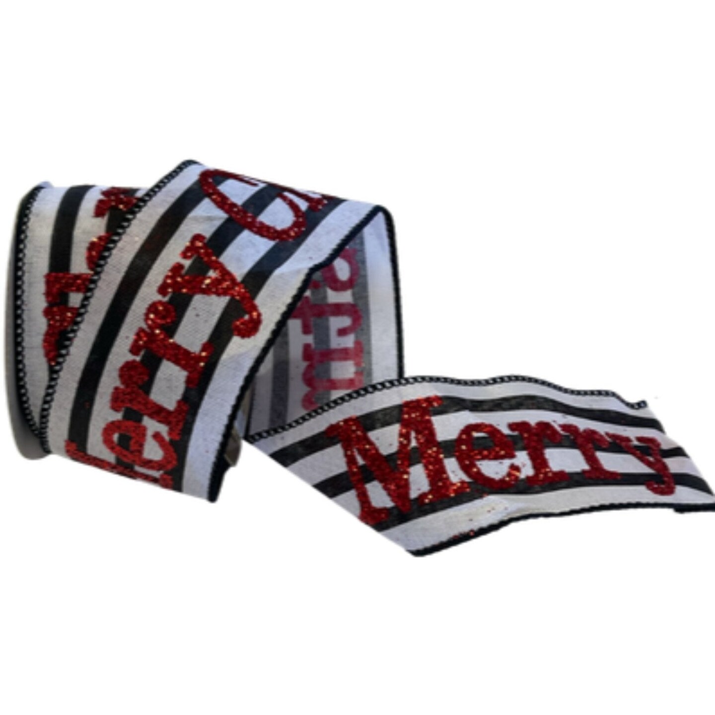 2.5&#x22; Merry Christmas Ribbon: Black/White