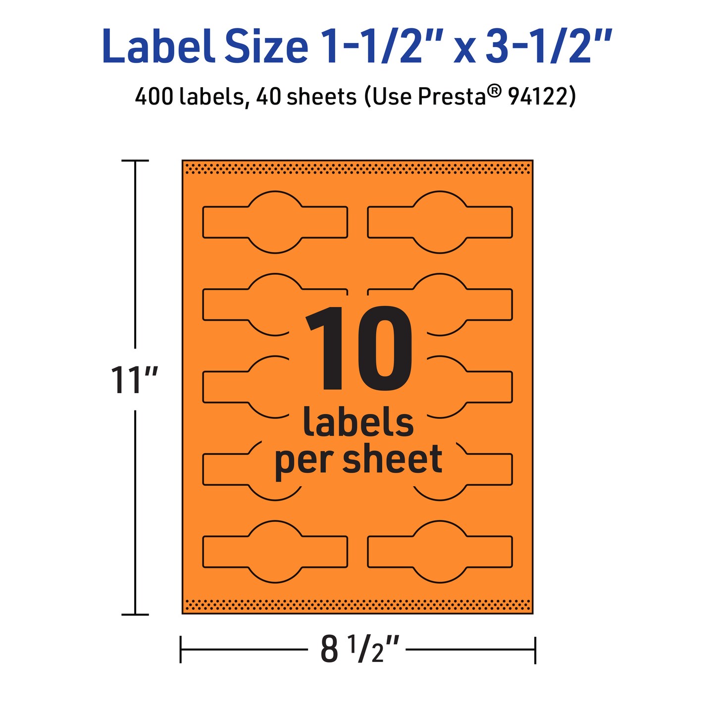 Avery Bright Orange Paper Labels, 1.5&#x22; x 3.5&#x22; Wraparound