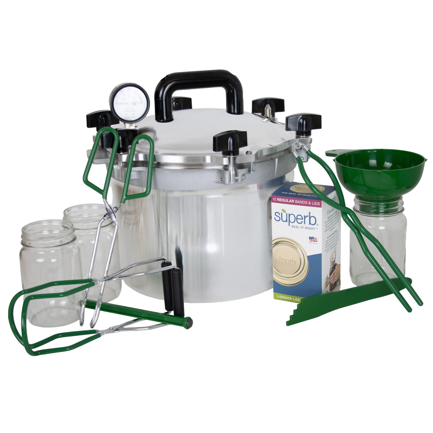 All American Pressure Cooker Kit, Heavy Duty 10.5 Qt Canner with Pressure Gauge, Easy-to-Use, Ideal for Home Canning and Preserving, Durable Aluminum Construction, with Instruction Manual