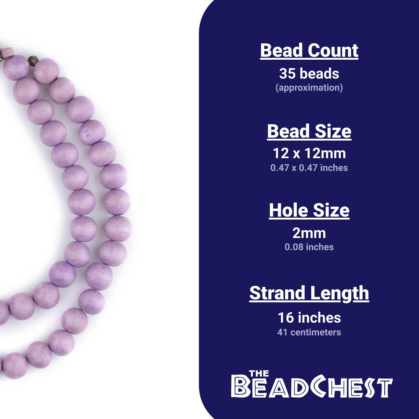 The Bead Chest Natural 12mm Wooden Beads in Purple for Jewelry Making – Round Loose Wood Spacer Beads I Approximately 35 Beads