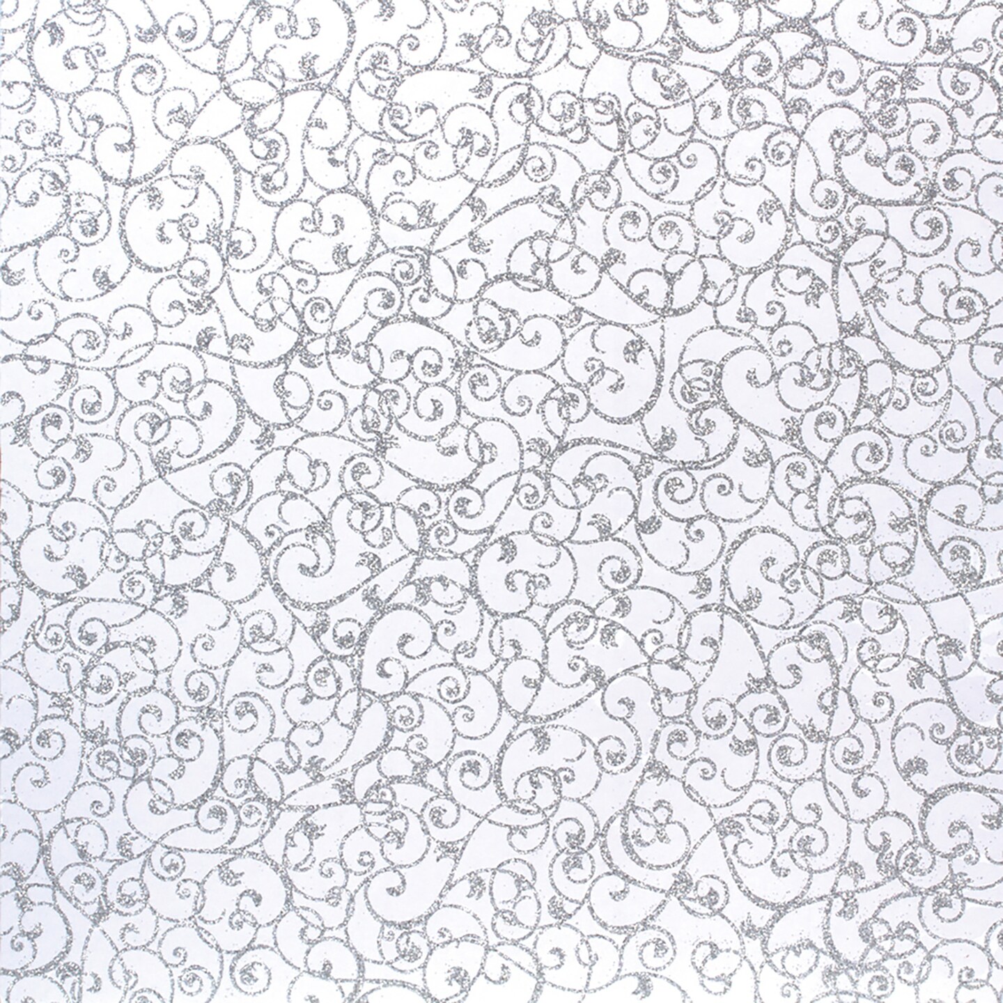 American Crafts Patterned Glitter Cardstock 12"X12"-Swirl/Silver