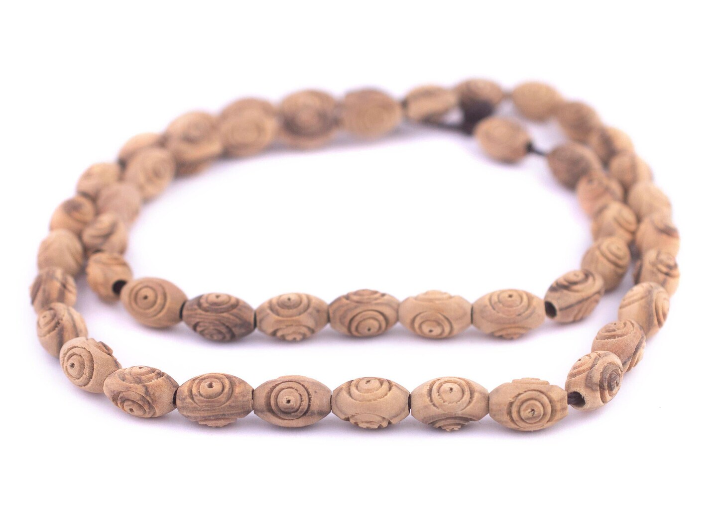 The Bead Chest Carved Oval Olive Wood Beads from Bethlehem (12x8mm)
