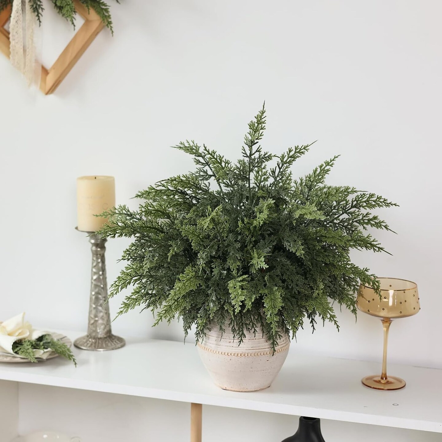 Real Touch Cedar Branches -12 Pcs (Green) 8"D x 8"W x 18"H