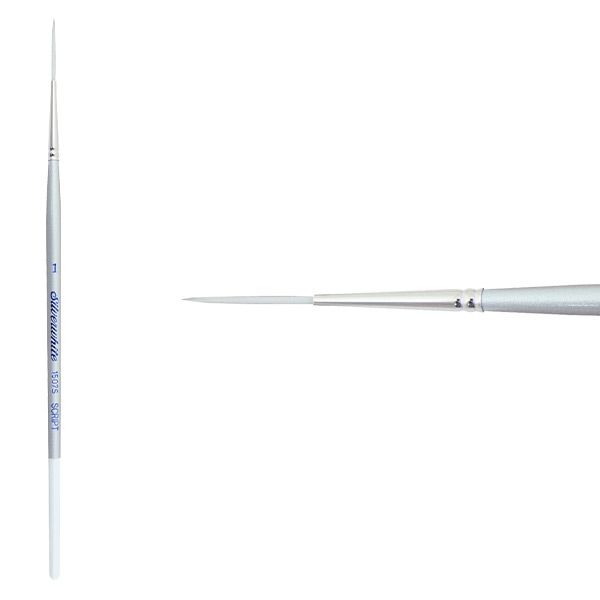 Silverwhite&#xAE; Short Handle Foundation Watercolor Round Paint Brush - Script Liner #1 SilverBrush