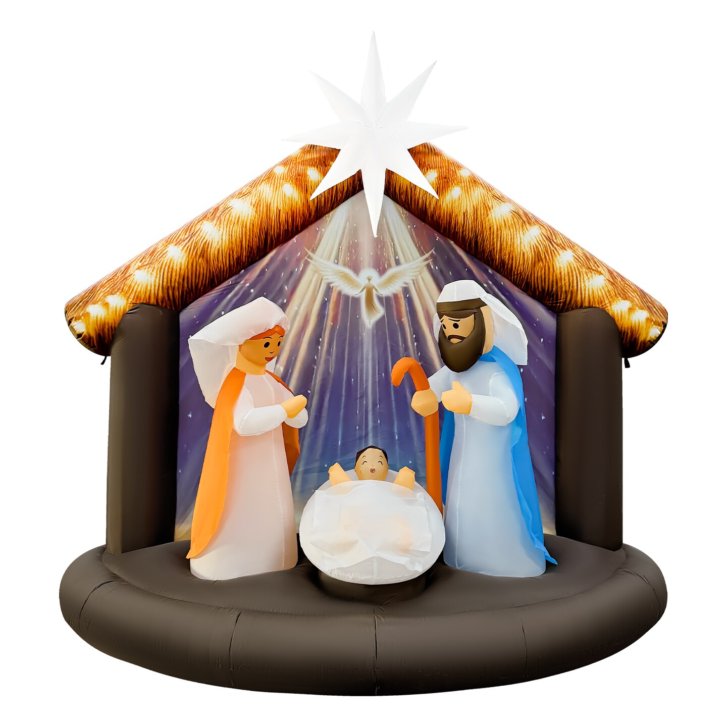 GOOSH 7.5FT Nativity Scene Inflatable with LED Lights for Outdoor Christmas Yard Display