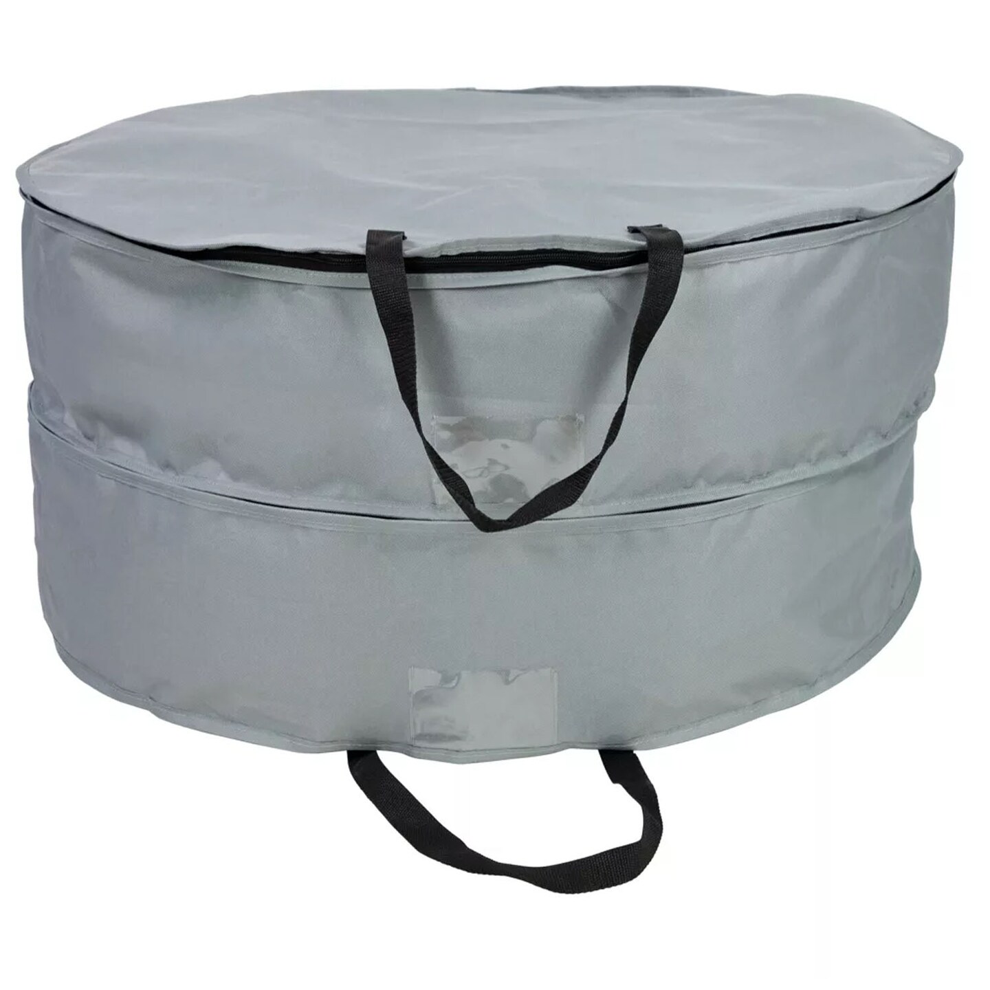 30" Dual Wreath Storage Bag Multi-Seasonal Gray Organizer with Handles