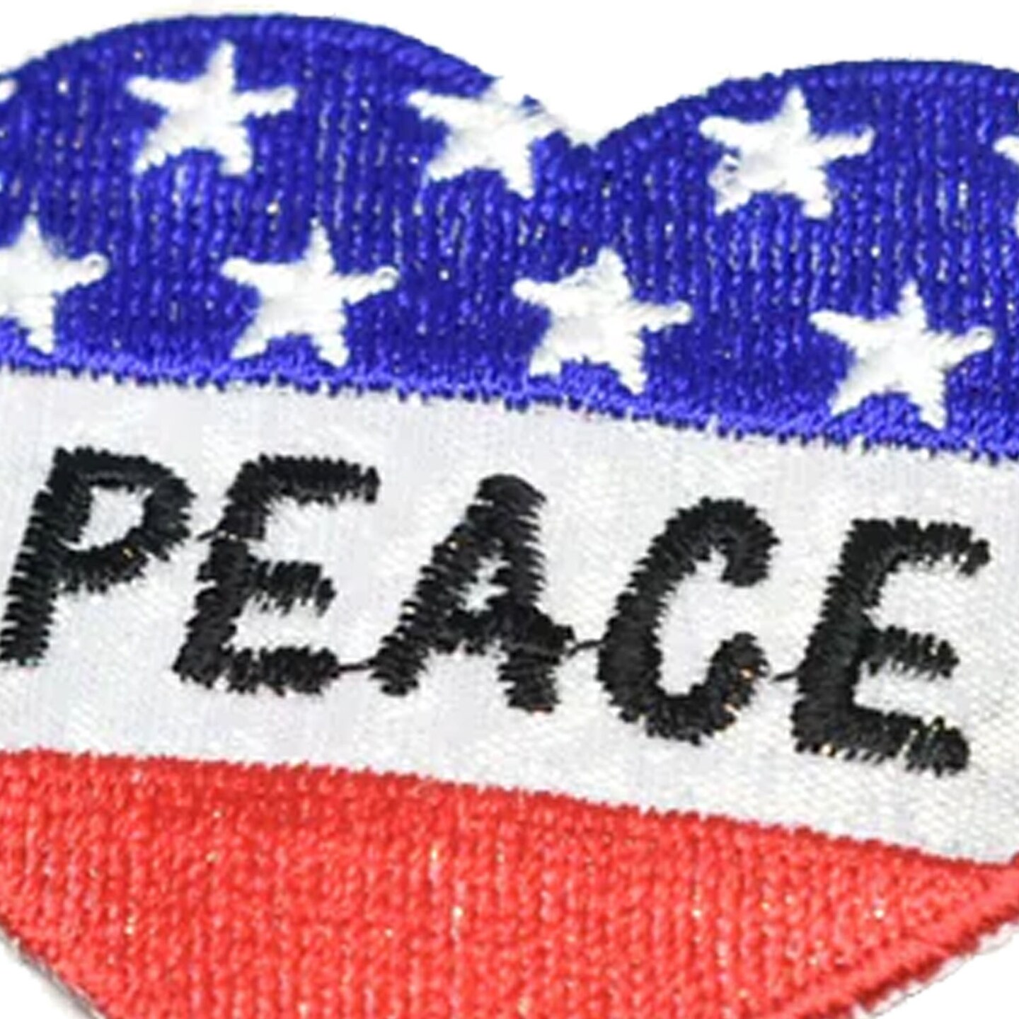 Heart Shaped Patriotic Peace Iron On Patch Applique for Clothing and Accessories