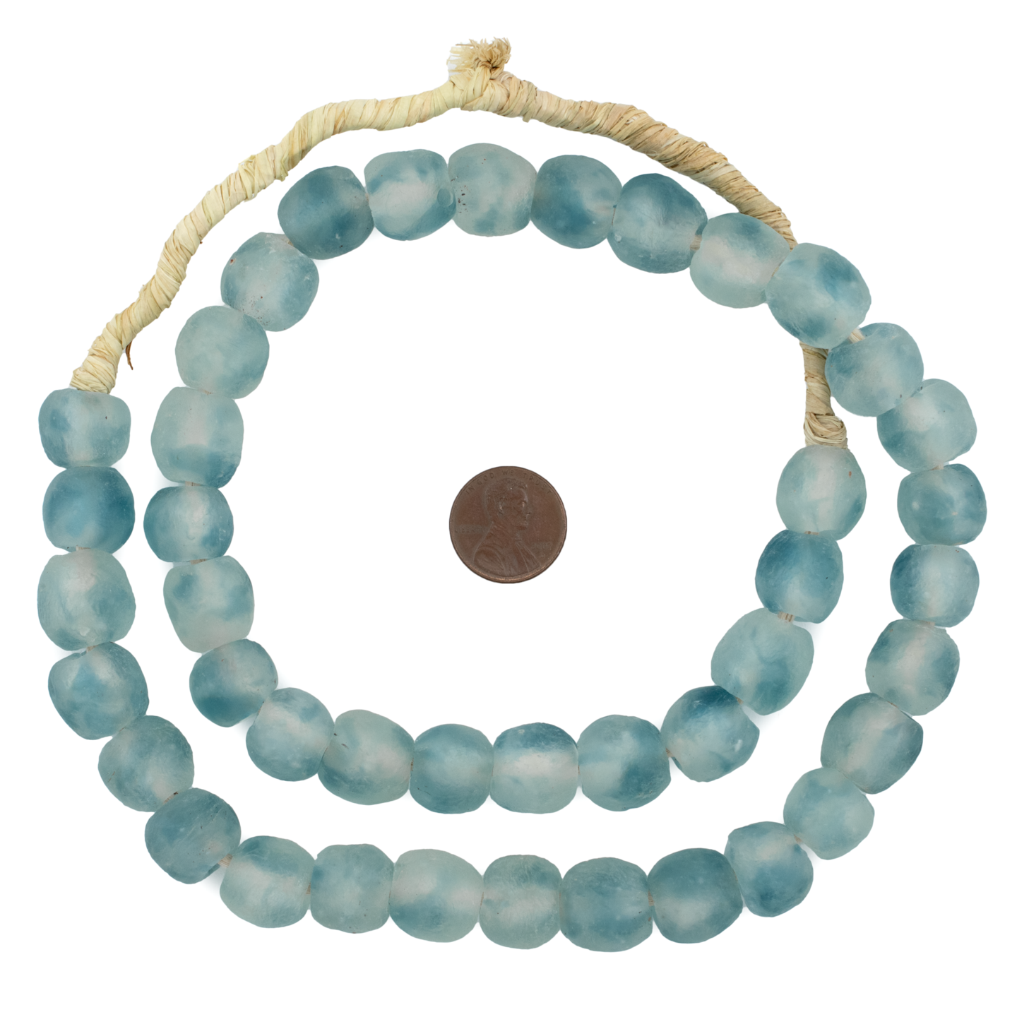 The Bead Chest African Recycled Glass Beads – Handmade in Ghana – Blue Wave Marine 14mm Strand for Jewelry Making, Crafts, and Home Decor I Approximately 42-45 Beads