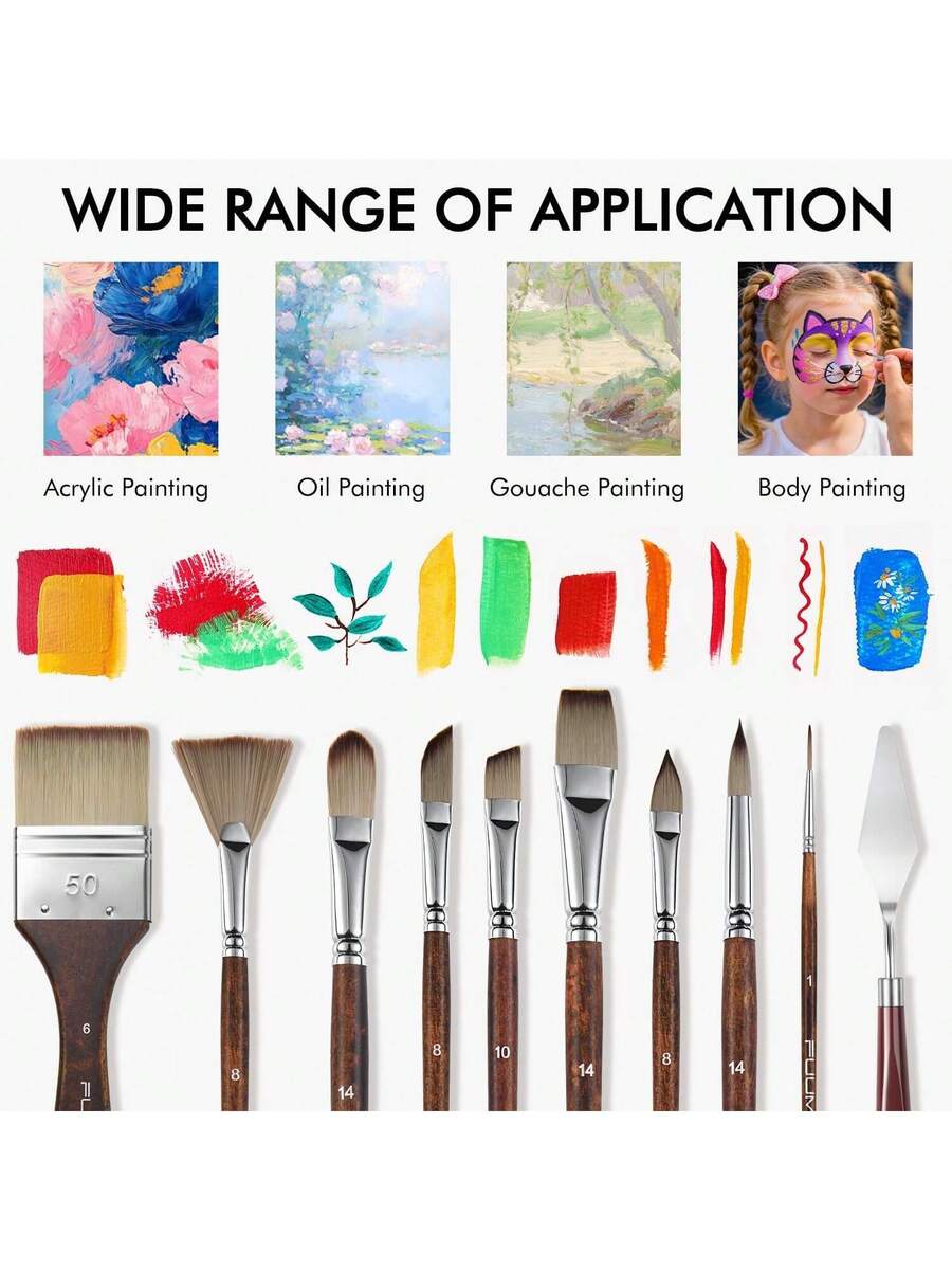 25pcs Paint Brush Set, Acrylic Paint Brushes Professional Artist Series