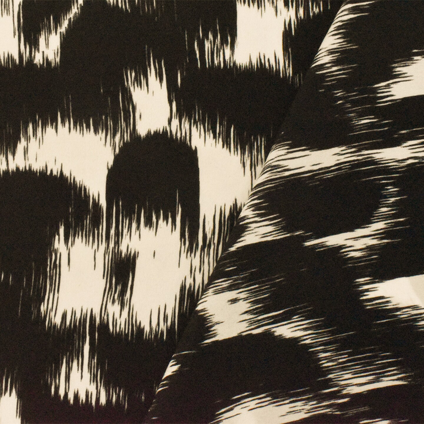 Black-Ivory Famous Designer Silk Paint Brush Printed Crepe De Chine Fabric By the Yard