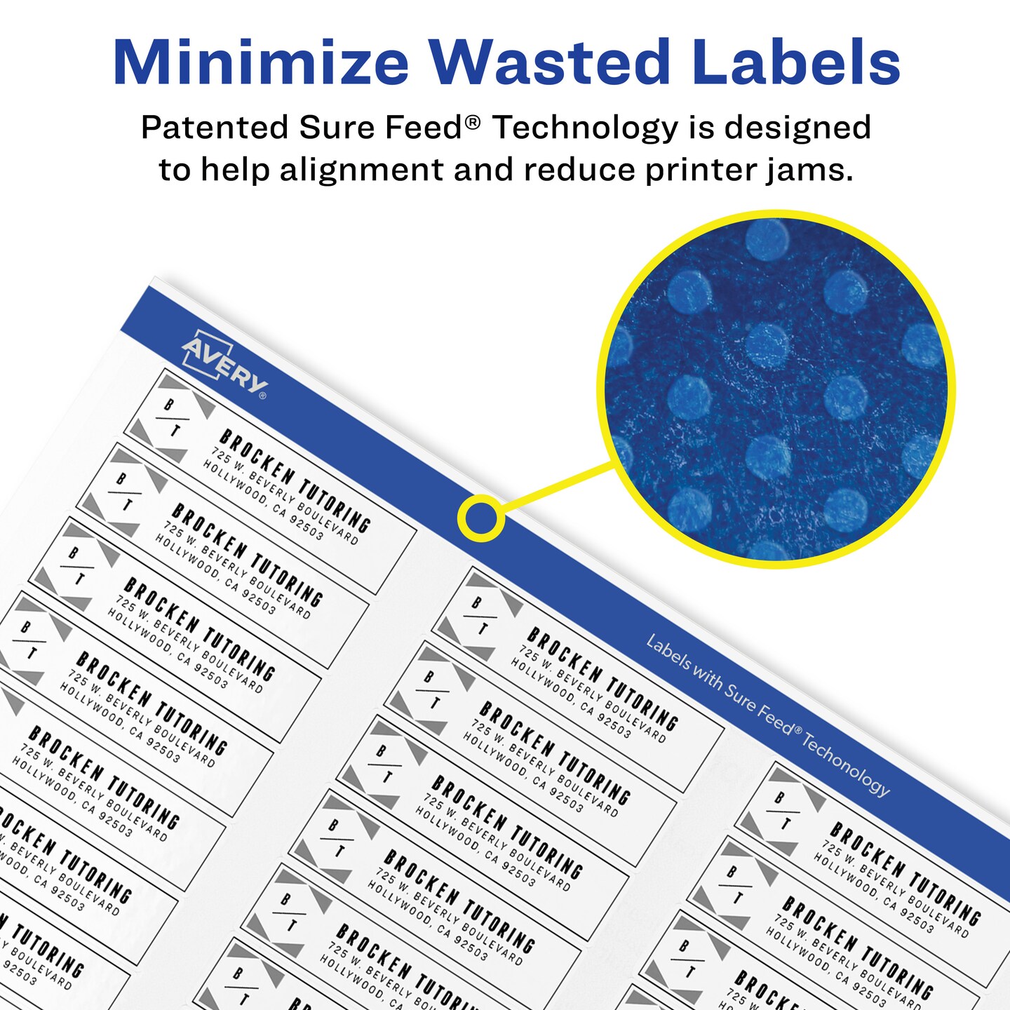 Avery Easy Peel Return Address Labels, Sure Feed Technology, Permanent Adhesive, 1/2&#x22; x 1-3/4&#x22;, 8,000 Labels (5167)