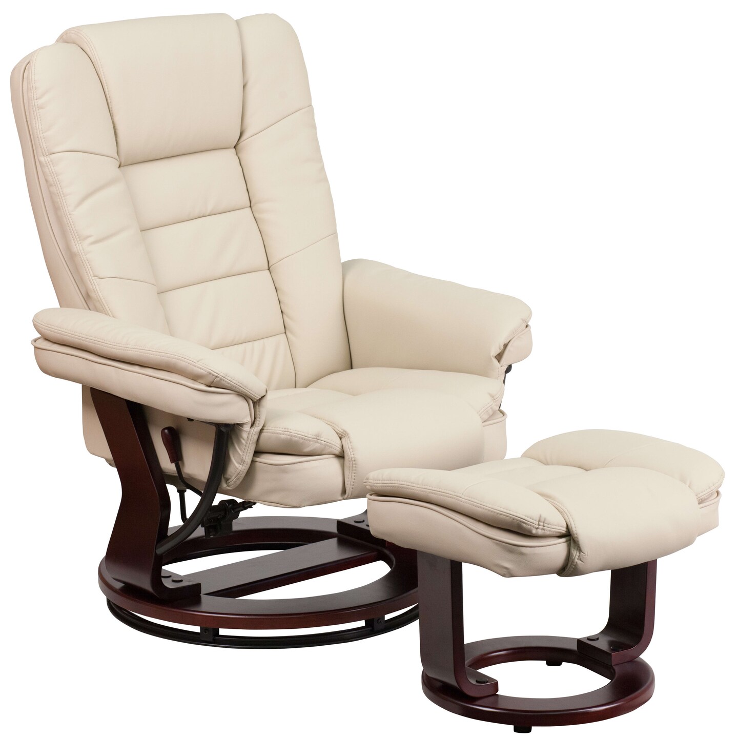 Emma and Oliver Multi-Position Stitched Recliner & Ottoman with Swivel Base