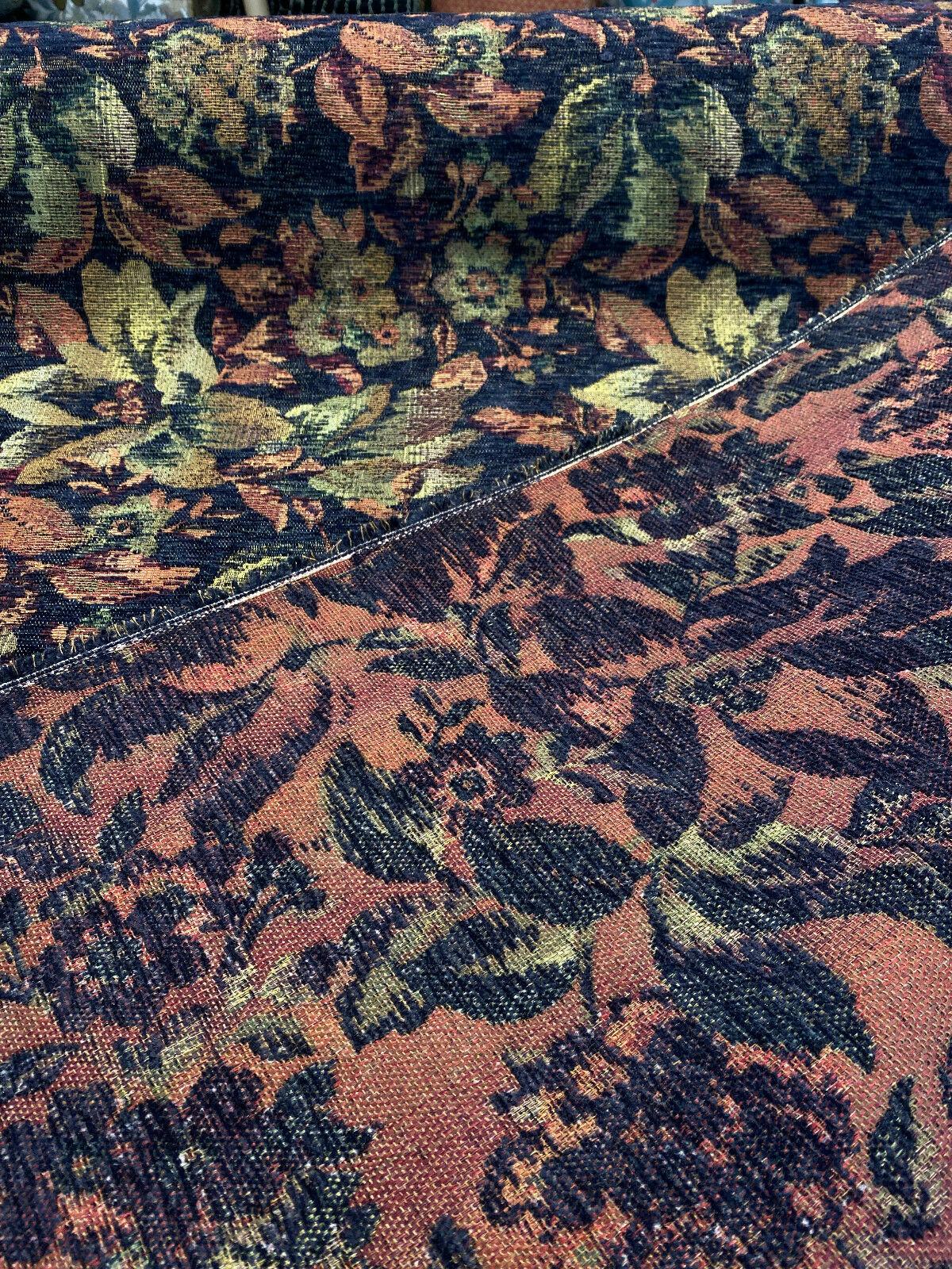 1 Yard Floral Chenille Upholstery Fabric Cotton Polyester 56 Inch Width