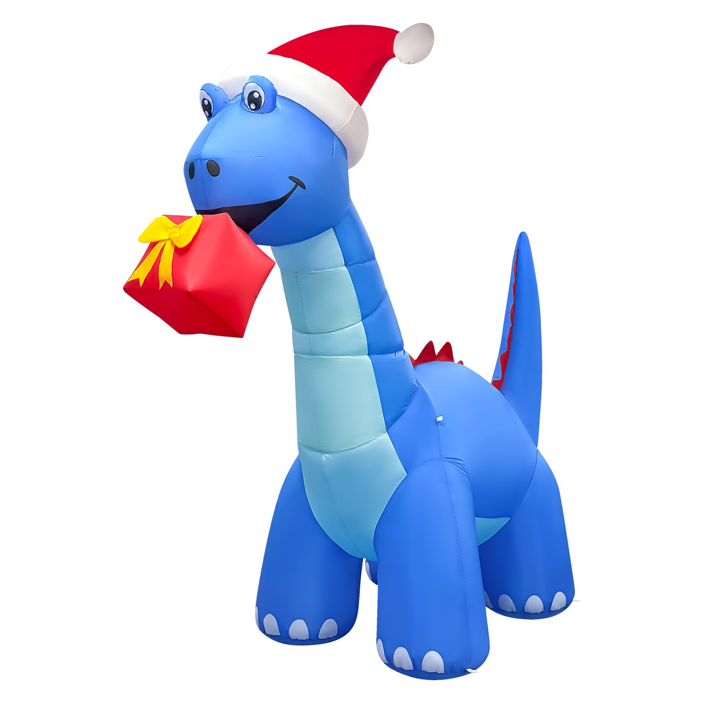 GOOSH 8FT Animated Blue Dinosaur Inflatable with Nodding Head and LED Lights