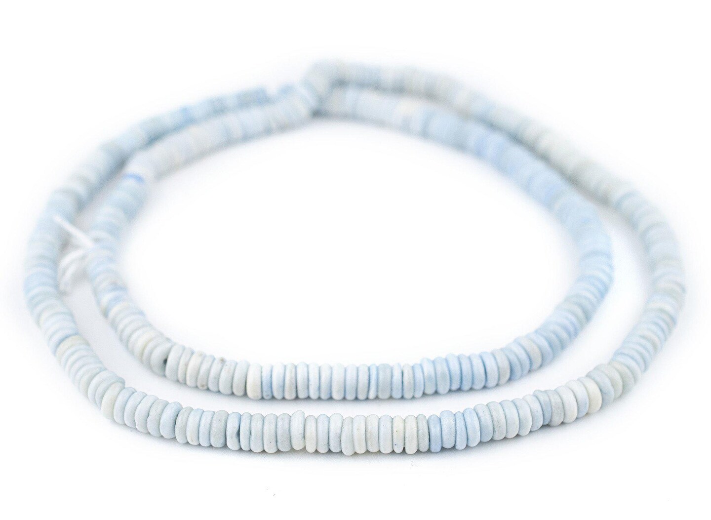 The Bead Chest 6mm Pastel Blue Bone Button Beads: Nepal Flat Round Disk Heishi Beads for DIY Necklace Jewelry Making