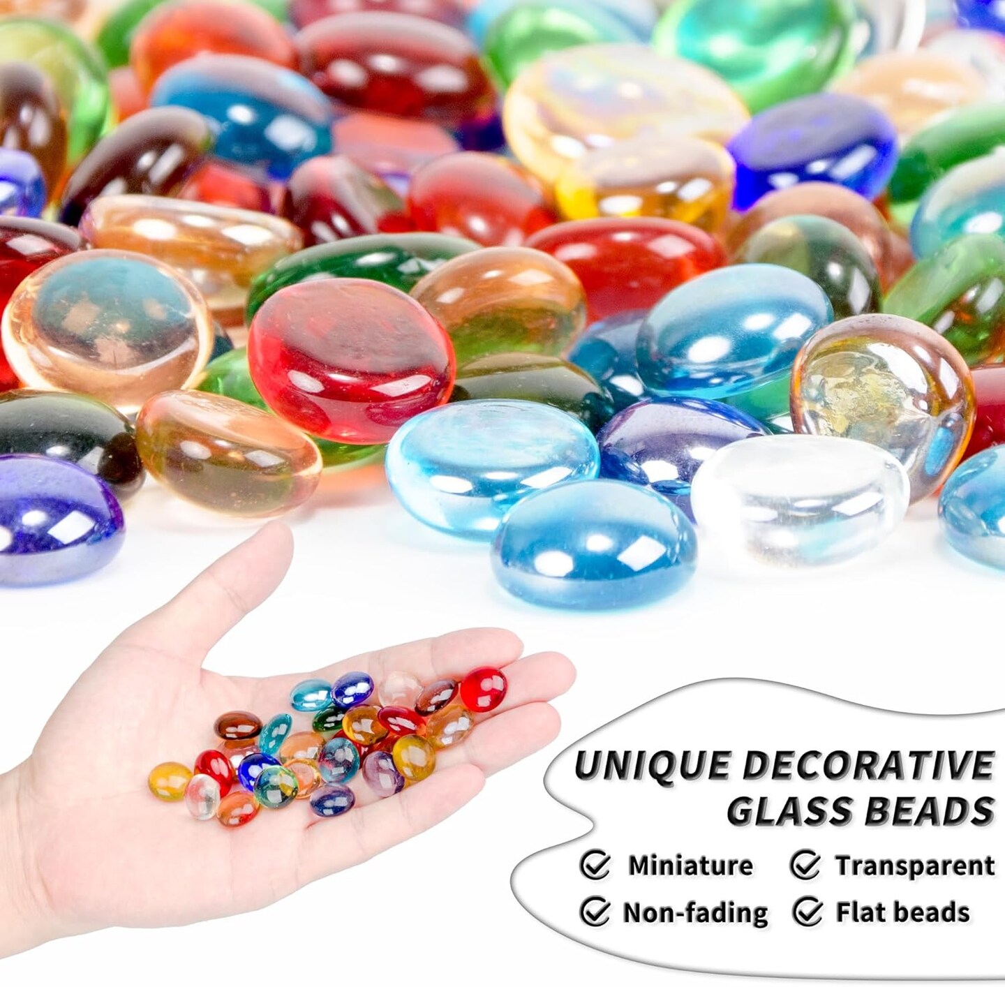 1 LB Mixed Color Flat Glass Beads (Mixed Color)