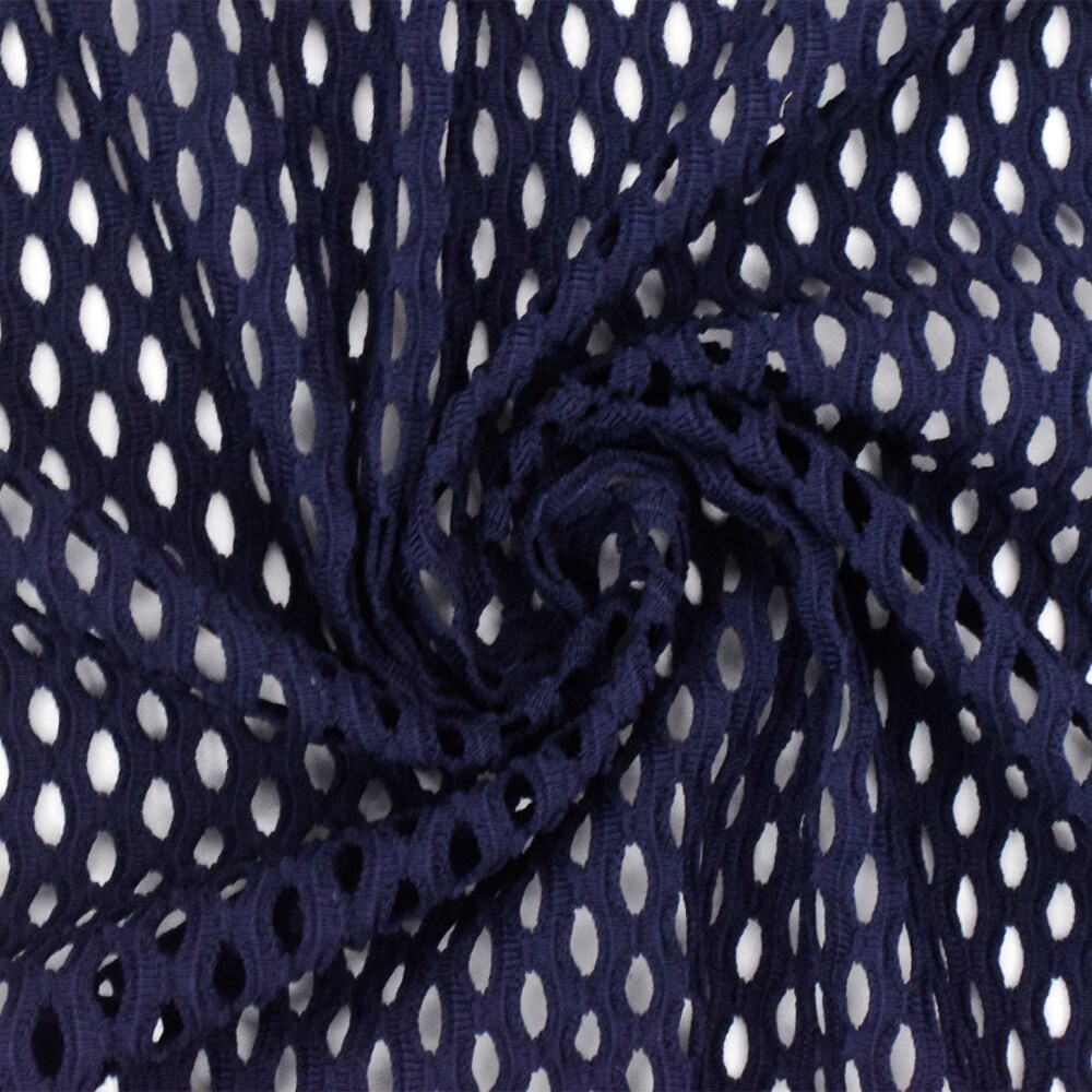Dark Indigo Blue Famous Maker Mesh Stretch Yoga Activewear Knit Fabric By the Yard
