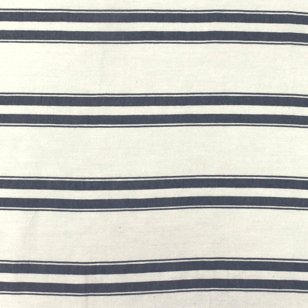 Blue-Ivory Famous Designer Stripe With Slub Texture Twill Woven Fabric By the Yard
