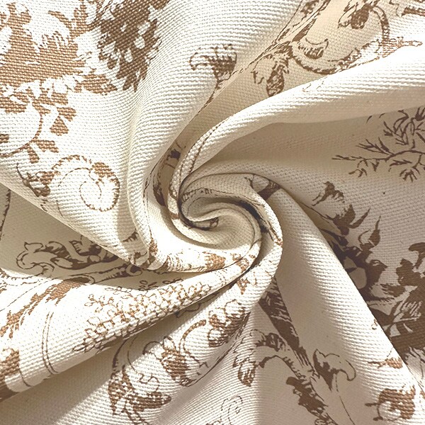 Allbore Toffee Floral Linen Drapery Fabric By the Yard