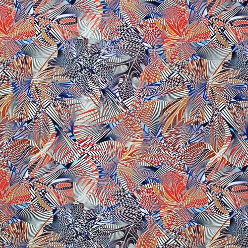 1 Yard Orange and Blue Rays Printed Spandex Fabric 56 Width Swimwear, Activewear & Dancewear