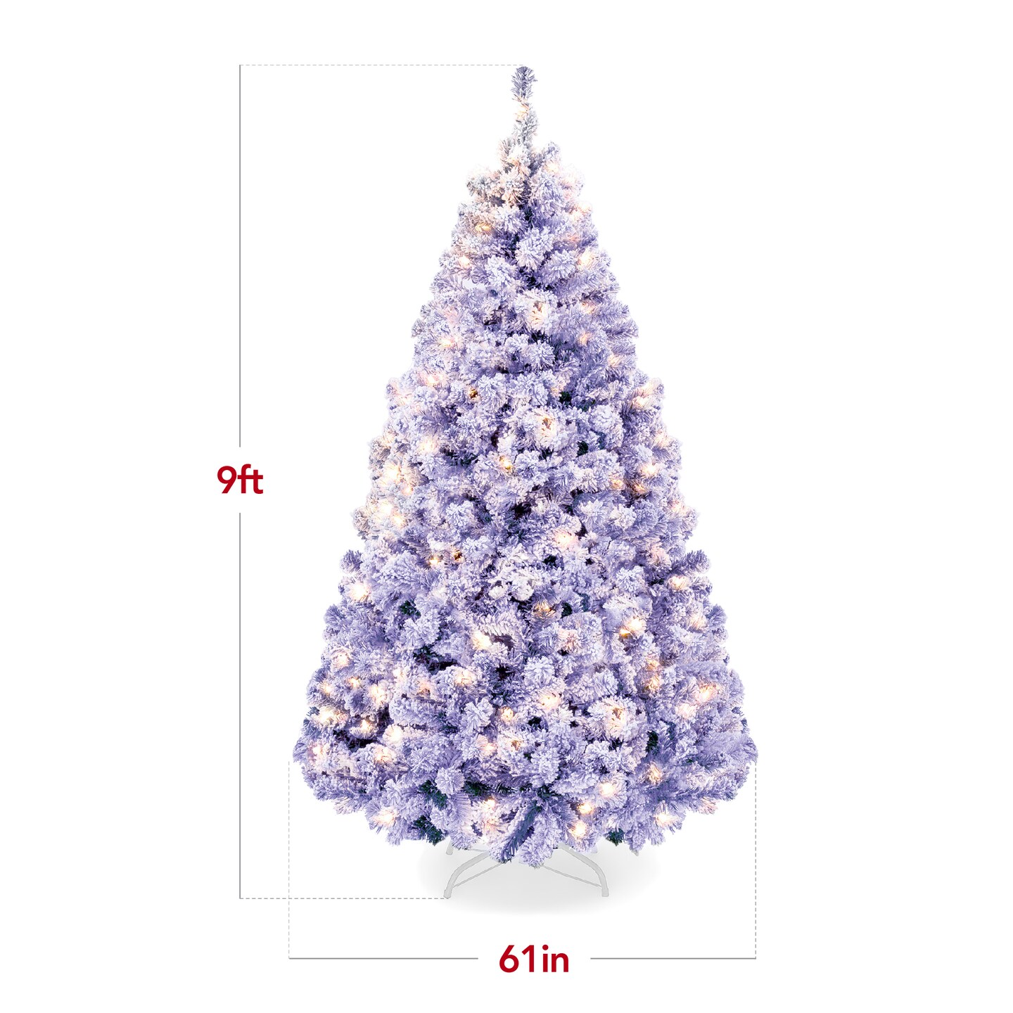 Best Choice Products Pre-Lit Lavender Christmas Pine Tree w/ Flocked Branches, Warm-White Lights