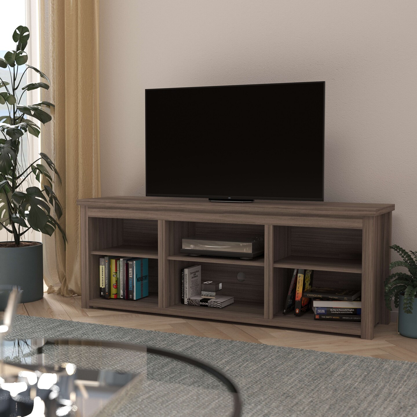 Merrick Lane Fincastle 6 Cubby 65" TV Stand for up to 80" TV's