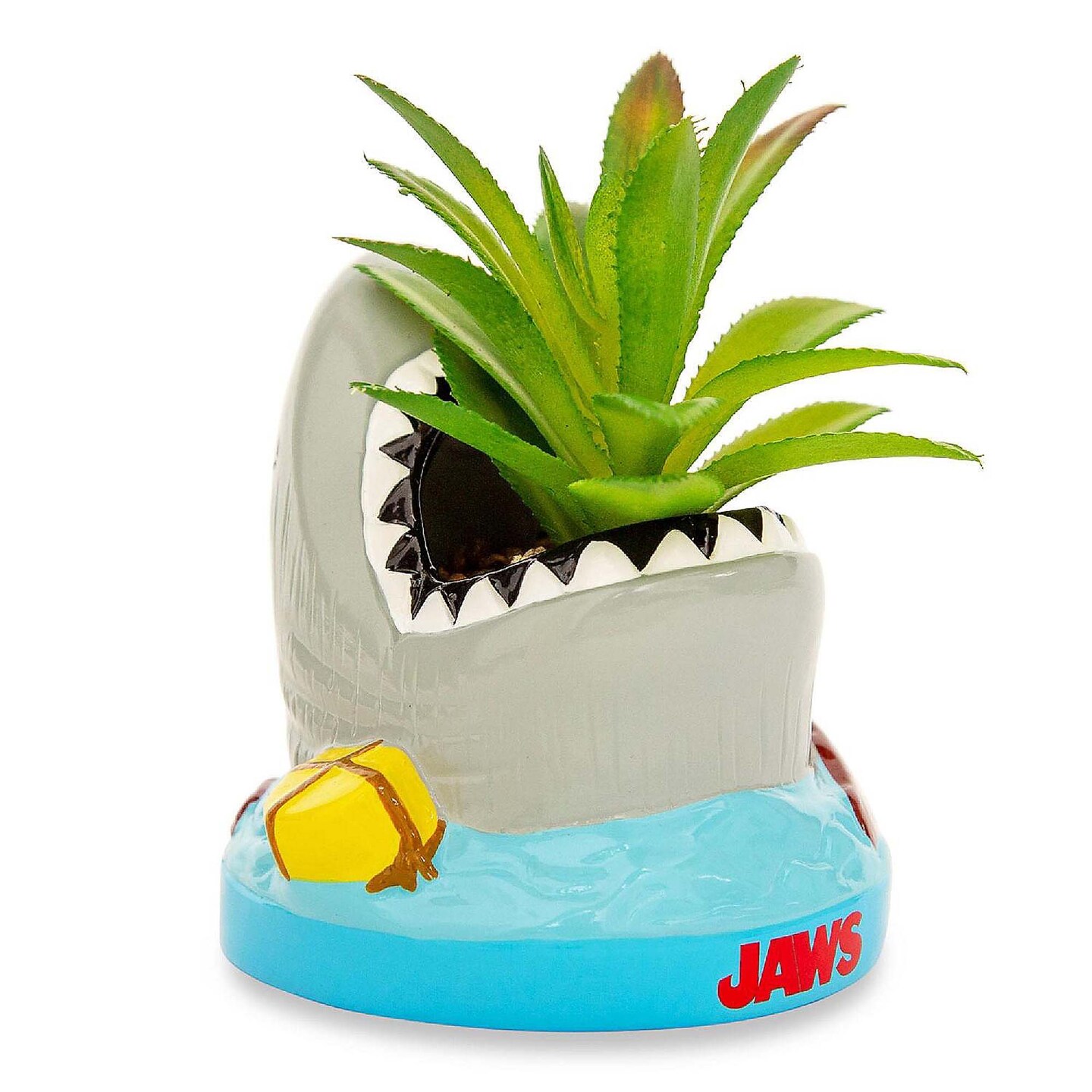 JAWS Shark 4 Inch Ceramic Mini Planter With Artificial Succulent