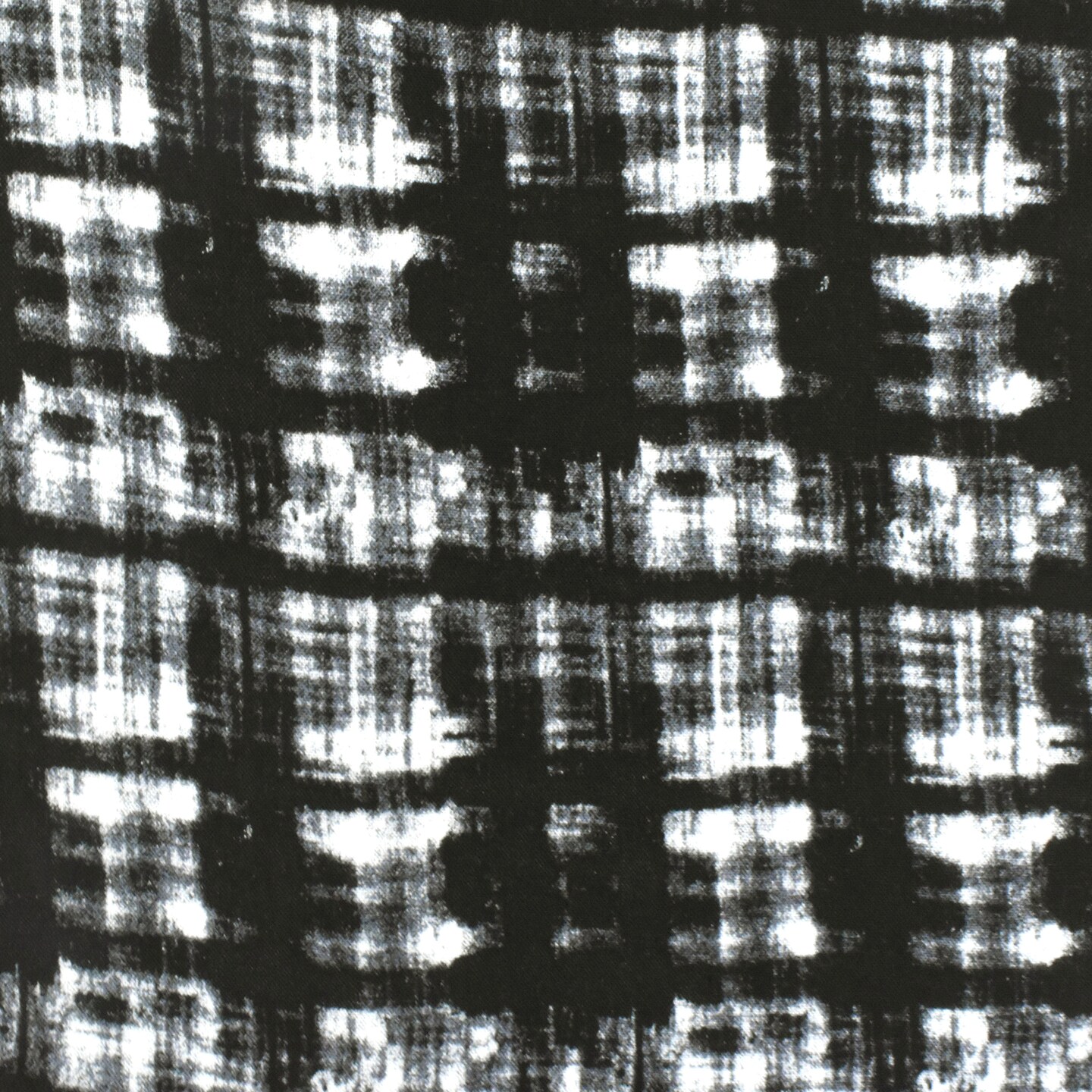 Black-White-Gray Abstract Cross Hatch Printed Challis Fabric By the Yard