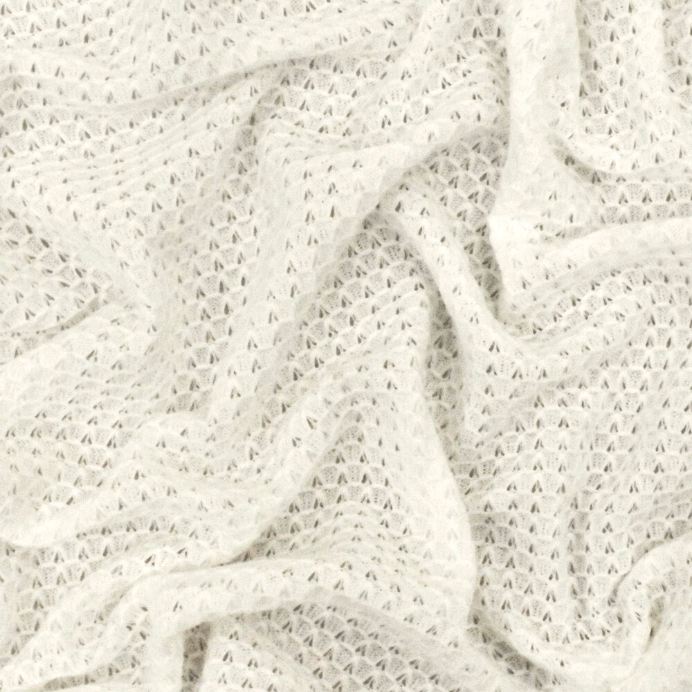 Ivory Solid Polyester-Cotton 3D Pique Knit Fabric By the Yard