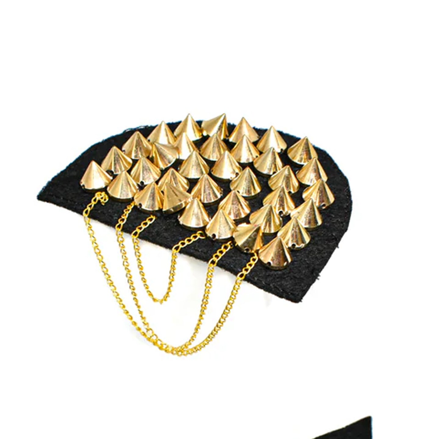 Gold Studded Shoulder Epaulet with Dangling Chains for Metal Head Designs