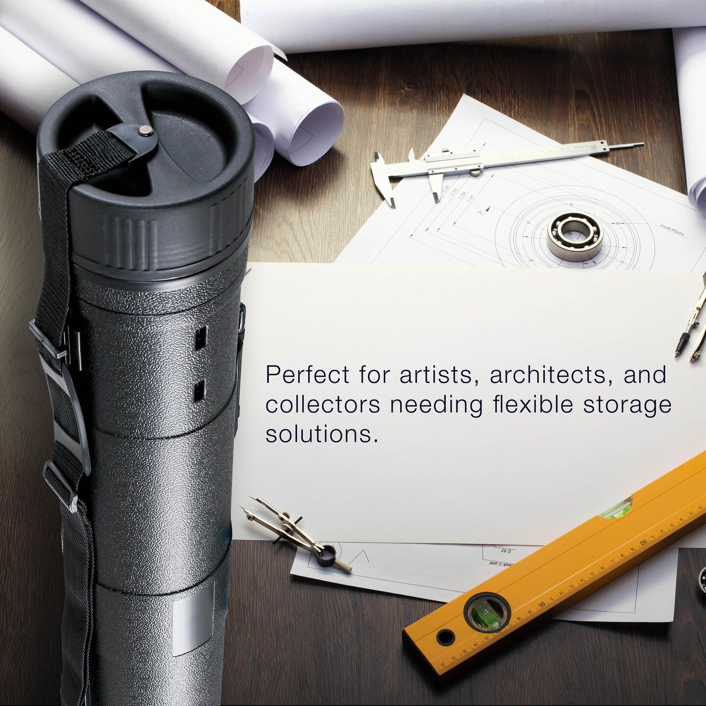 Large Poster Tube - Telescoping Adjustable 31-5/8&#x22; to 53-3/4&#x22; - Durable 5-1/2&#x22; Diameter Storage Tube - Art Poster Carrier Holder &#x26; Blueprint Storage Drafting Tube Travel &#x26; Protection