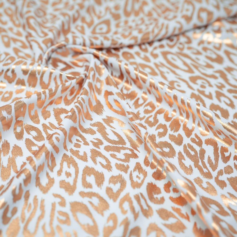 1 Yard Madagascar Foiled Spandex Fabric Cheetah Print 4 Way Stretch 58 Inch Width