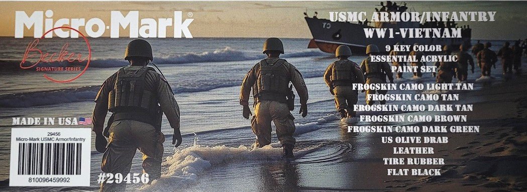 Micro-Mark USMC Armor/Infantry WW1-Vietnam Color Acrylic Paint Set, 9pc