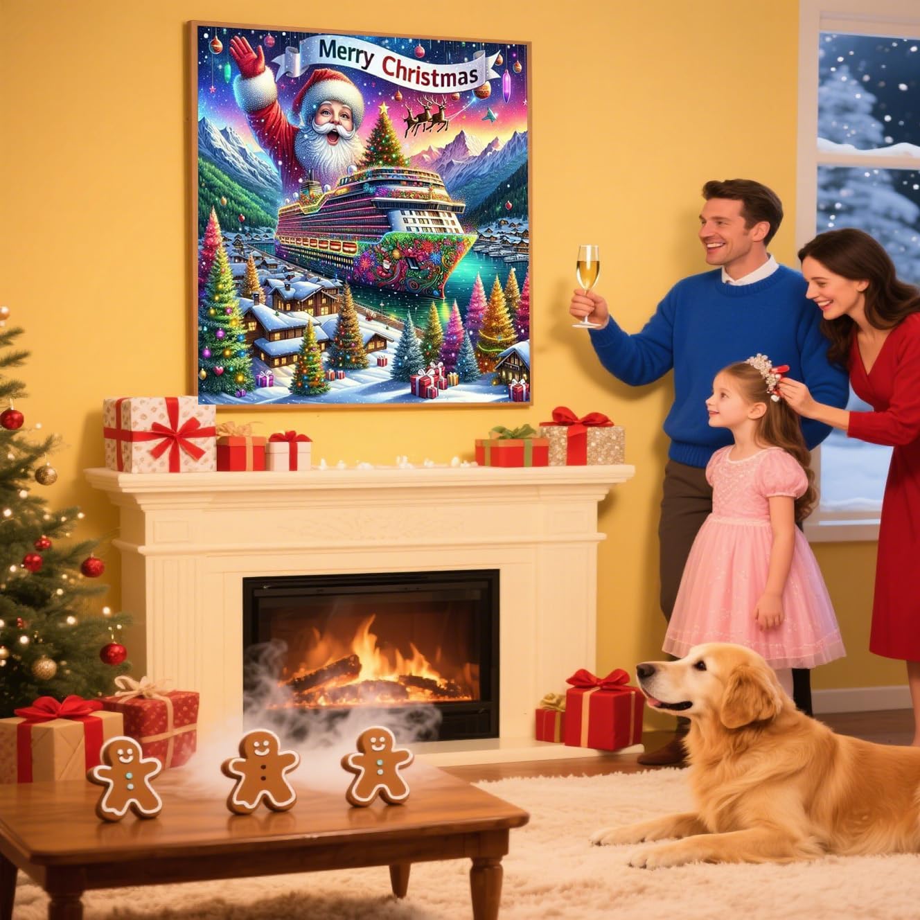 5D Christmas Diamond Art Kits for Adults, Santa Claus Diamond Painting Kits for Beginners, DIY Full Drill Gem Art Crystal Rhinestone for Wall Home Decor 14X14inch