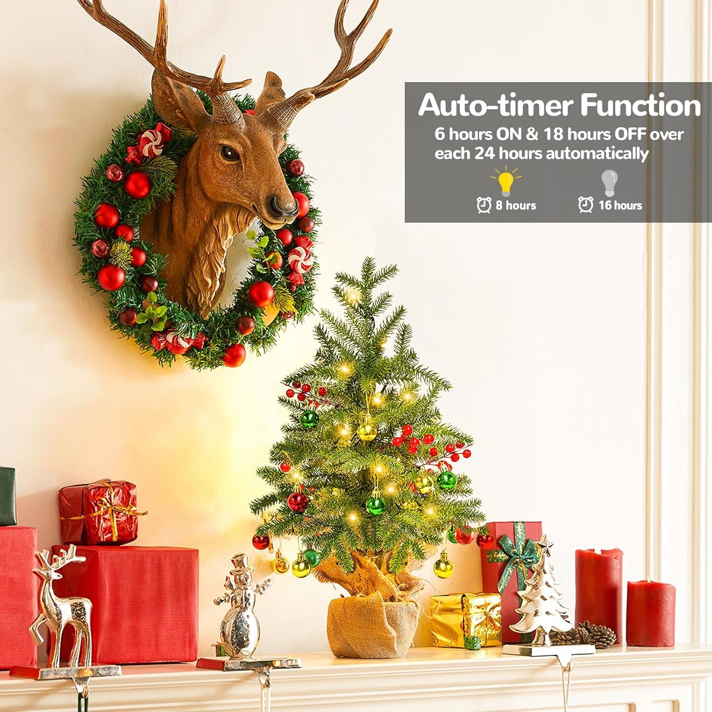 Prelit Tabletop Christmas Tree Table Top (Green) 13&#x22;D x 13&#x22;W x 22&#x22;H