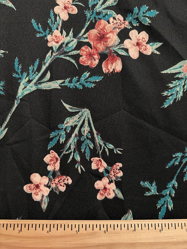 Midnight Navy Floral Sprig Print Scuba Knit Fabric By the Yard
