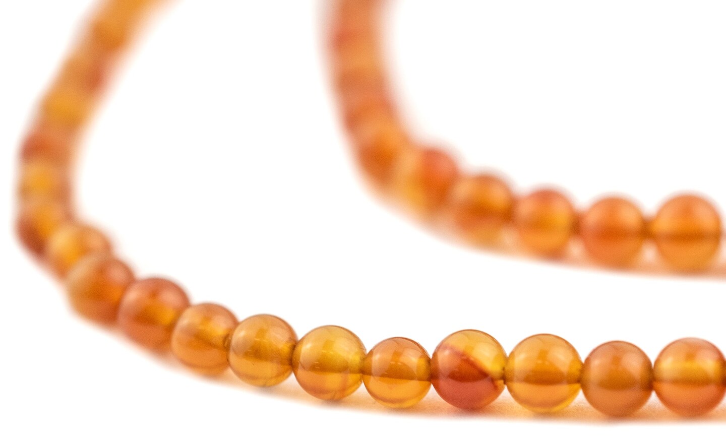 The Bead Chest Light Round Carnelian Beads 4mm Orange Gemstone 16”