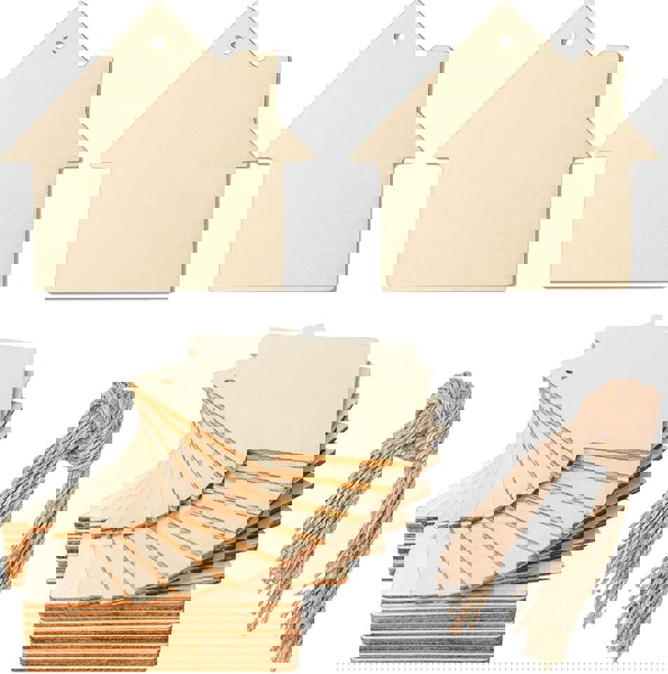 Wood House Cutout – 1 Piece Blank Wood House for Crafts & Decor, 2 inch by 2 inch