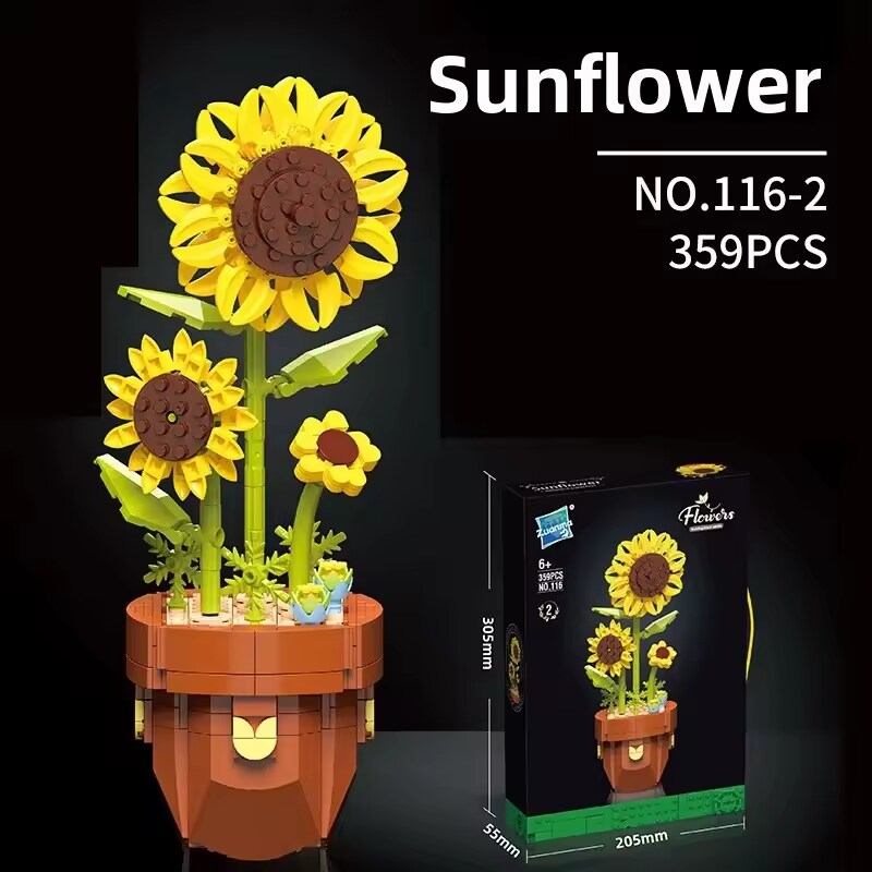 Plant Building Brick Kit - Sunflower by Wizardi F07N11-17-2(116)