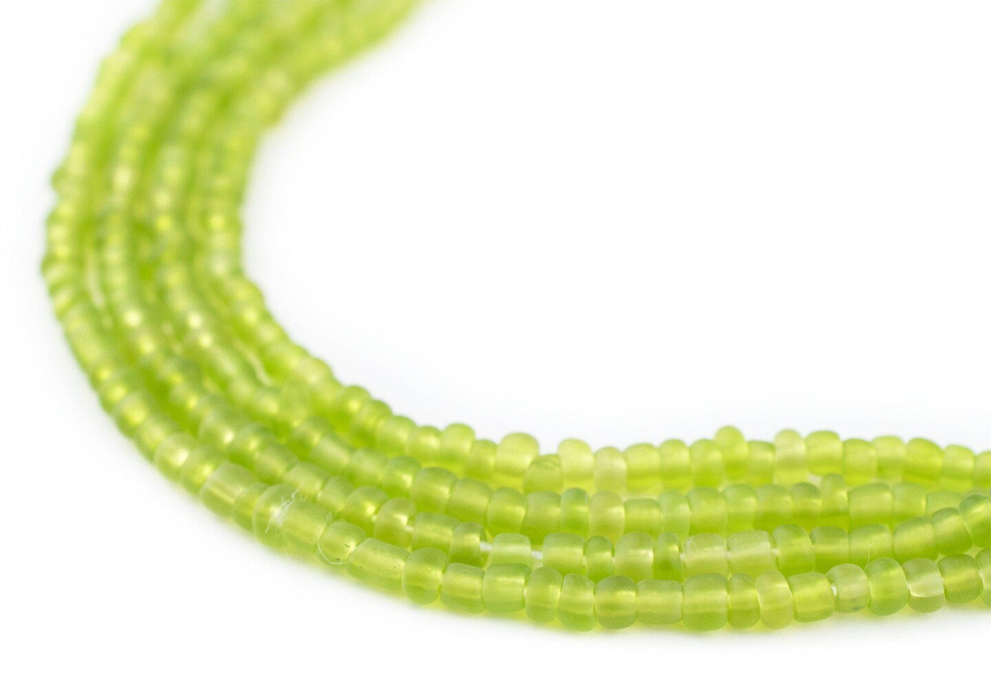 The Bead Chest Lime Green Matte Glass Seed Beads (3mm) - 24 inch Strand of Quality Glass Beads