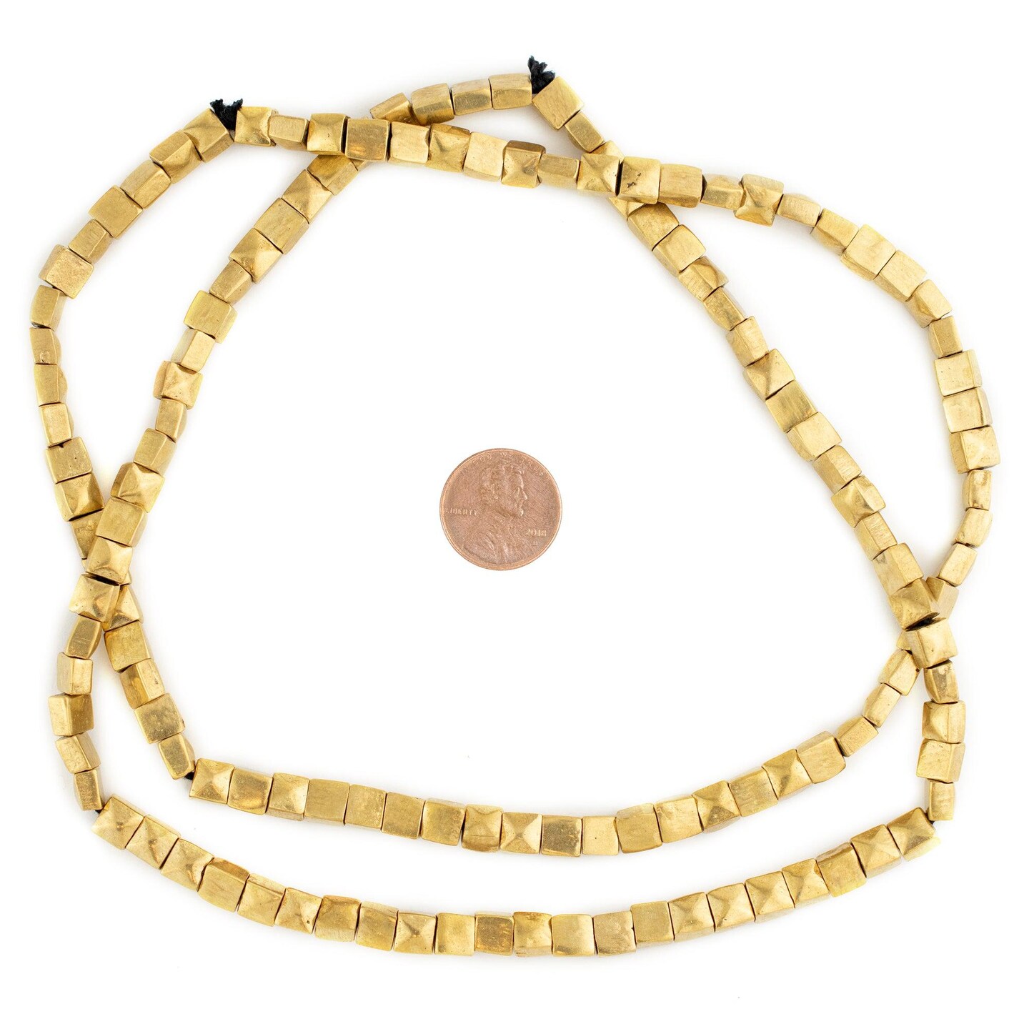 The Bead Chest Gold Flat Square Beads 6mm, Full Strand of Quality Metal Spacers for DIY Jewelry Design