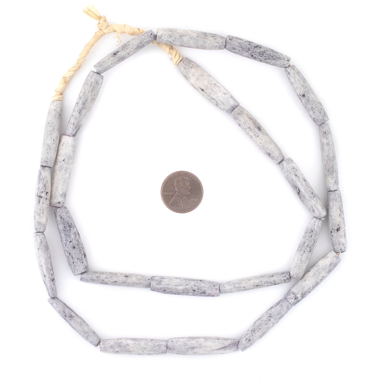 The Bead Chest Washed Grey Bone Beads - Full Strand of Fair Trade African Beads (Tube, Washed Grey)
