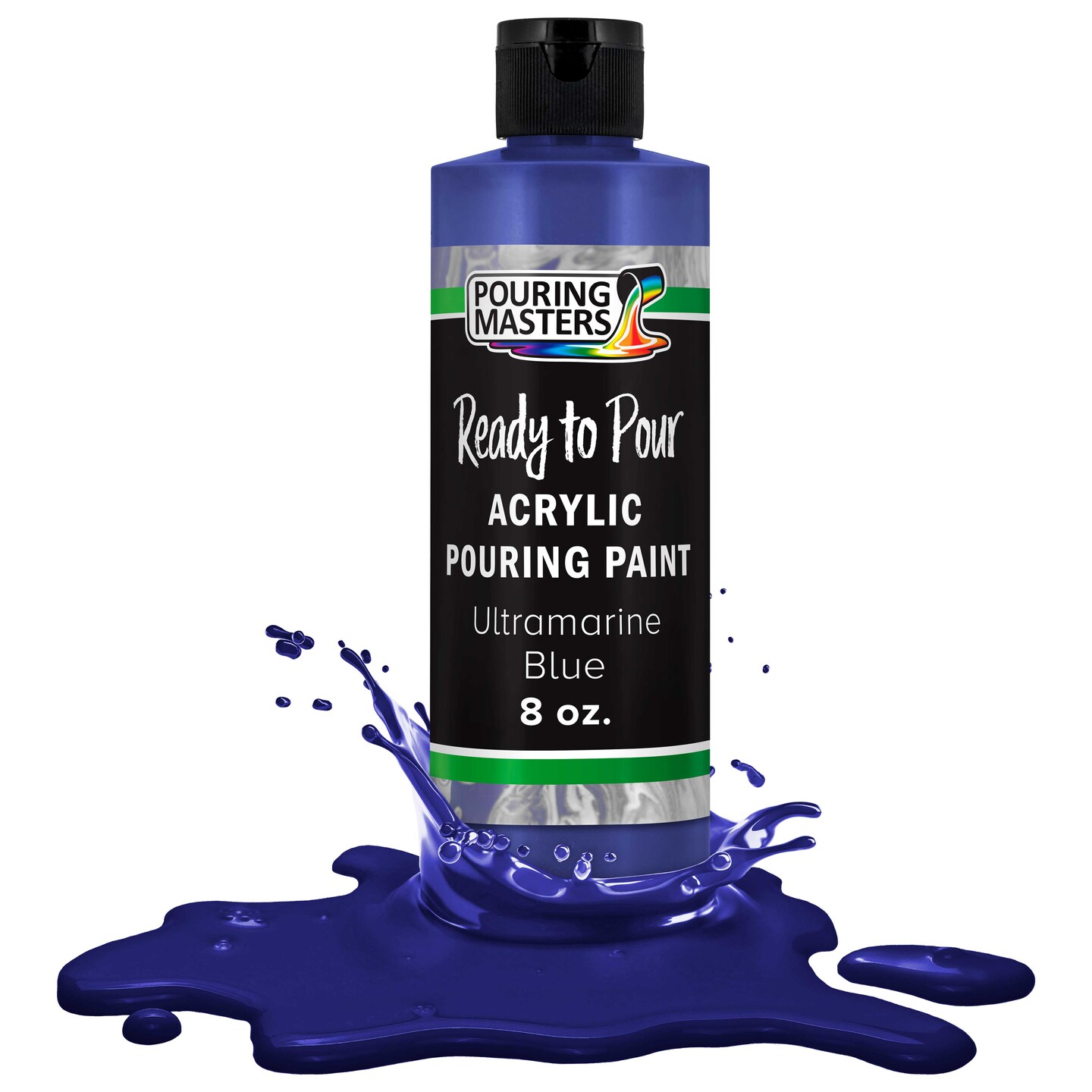 Pouring Masters Ultramarine Blue Ready to Pour Acrylic Pouring Paint - Premium 8-Ounce Pre-Mixed Fluid Acrylic Paint - Fluid Art Supplies for Canvas, Wood, Paper, Tile &#x26; Rocks