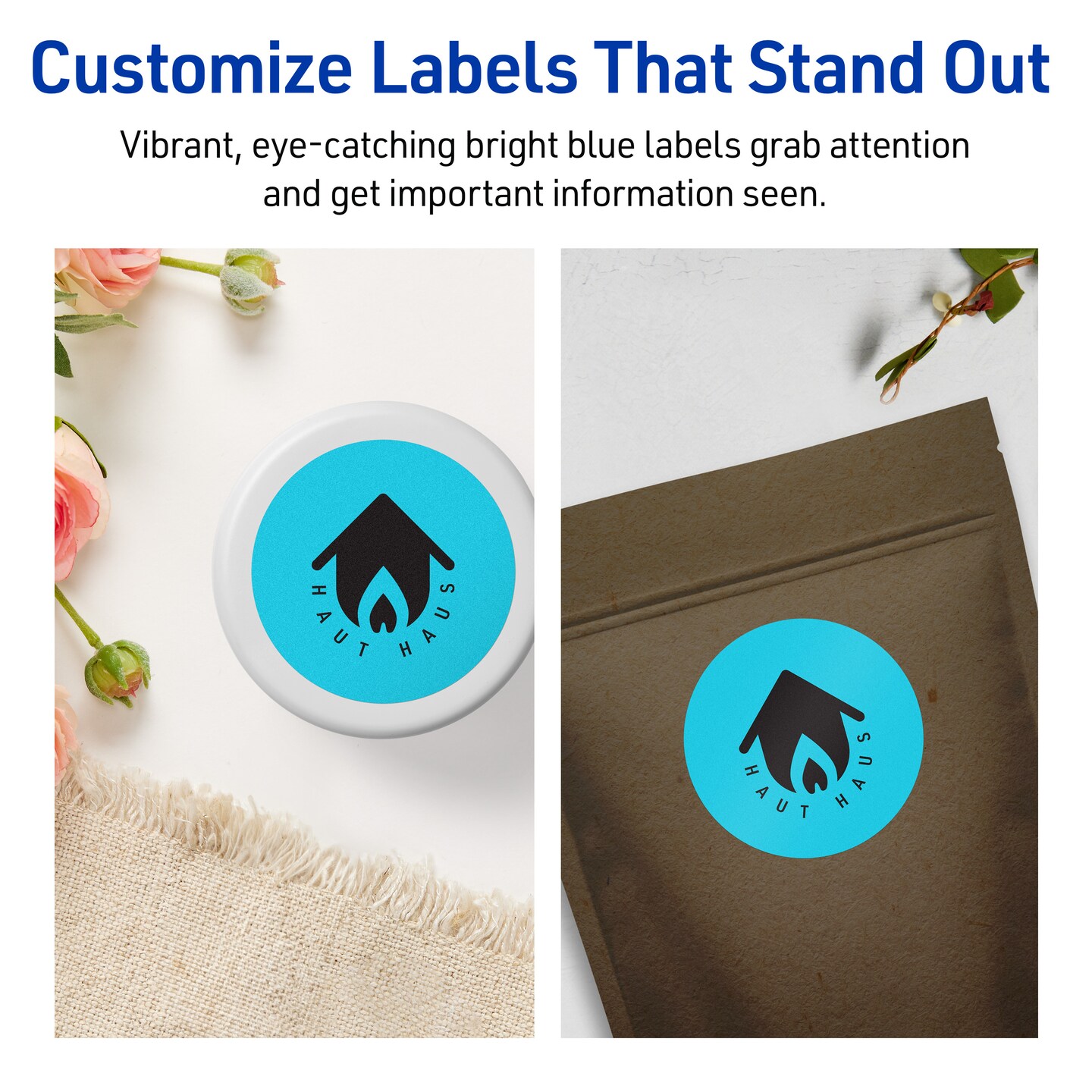 Avery Bright Blue Paper Labels, 3&#x22; Diameter Round